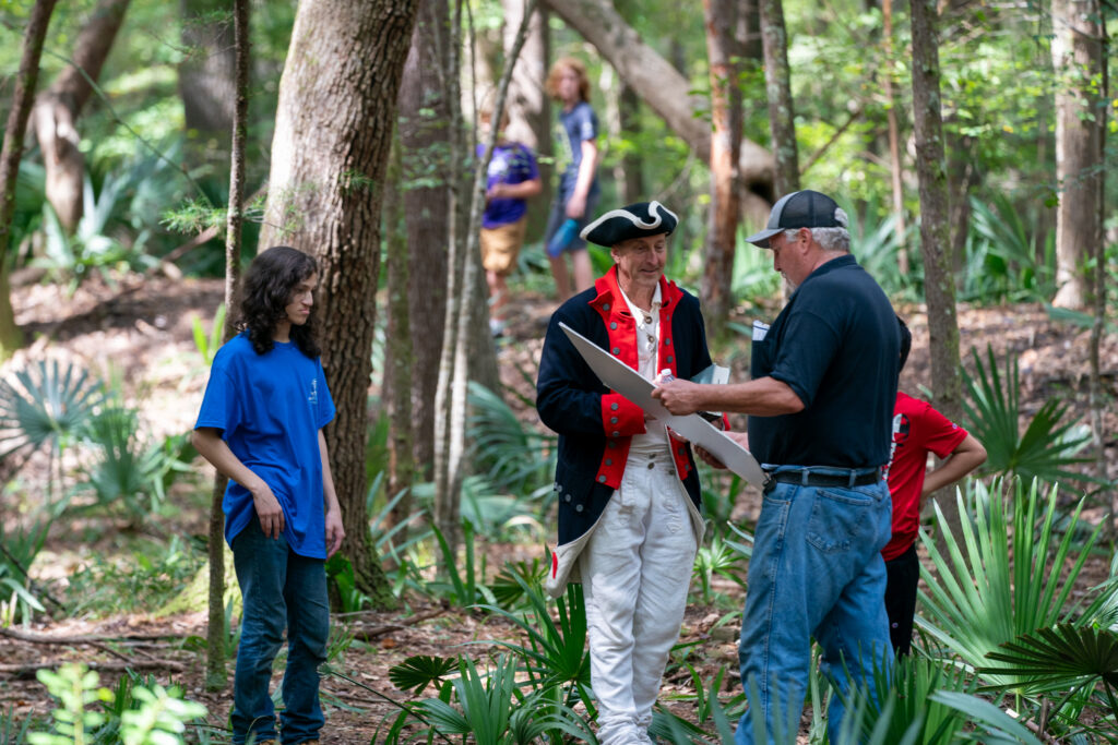 Fort tour guide in revolutionary costume