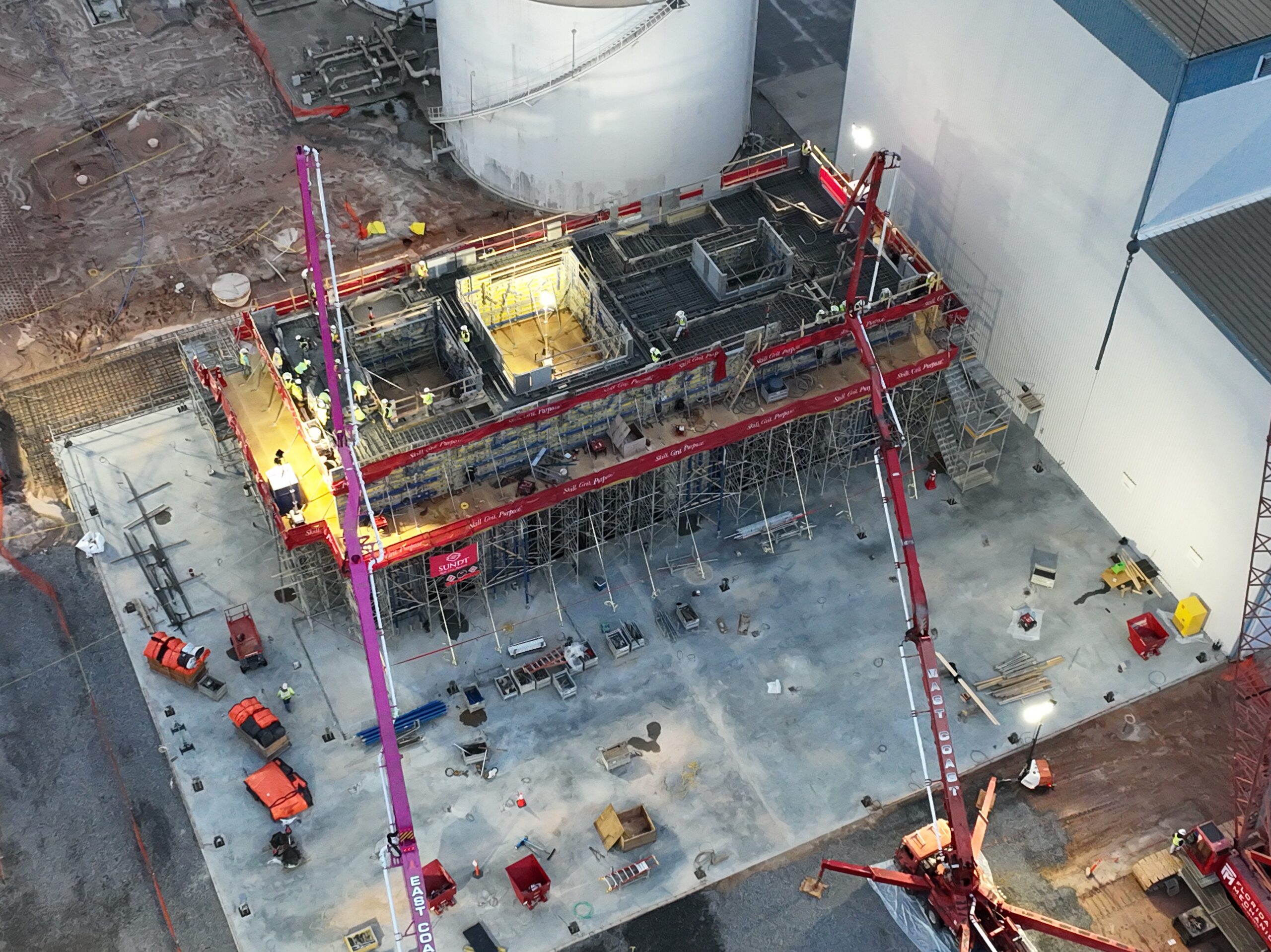 tabletop concrete foundation pours at Rainey Generating Station