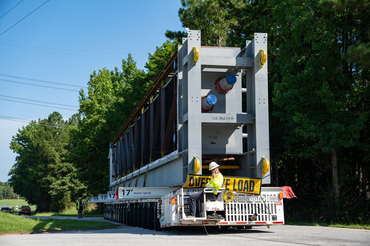 HRSG component being transported on flatbed 